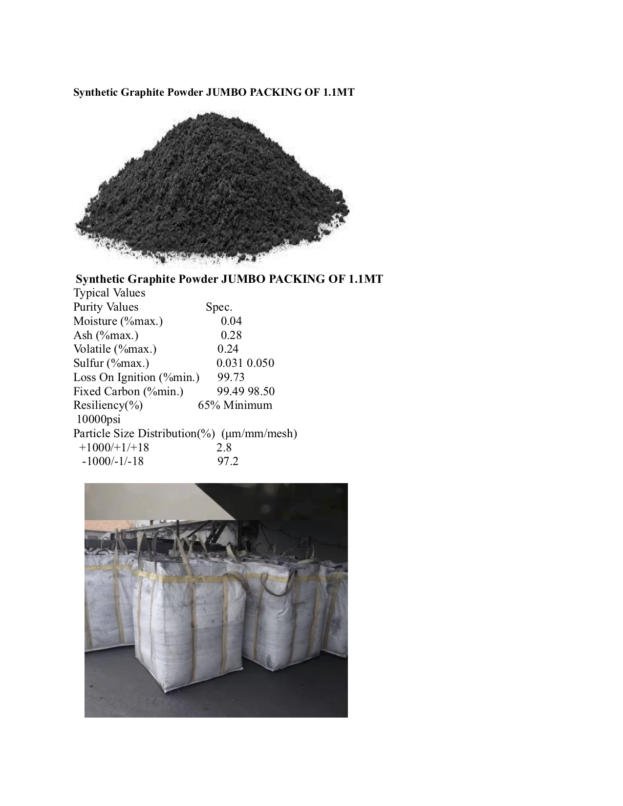 Synthetic Graphite Powder JUMBO PACKING